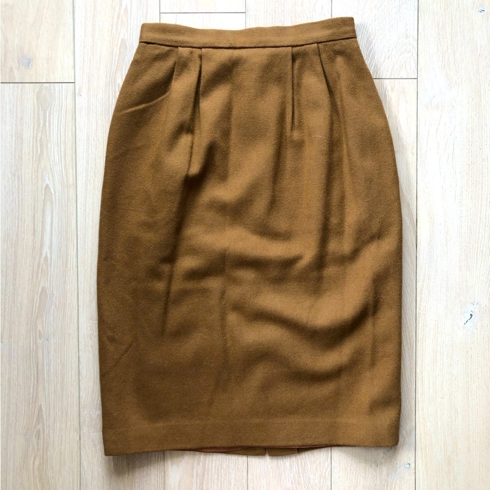 Vintage 100% Wool Pencil Skirt in Tan Size 4A